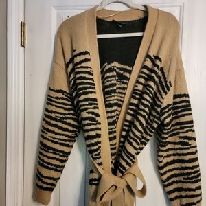 Lane Bryant Black & Tan Tiger Print Cardigan Sweater